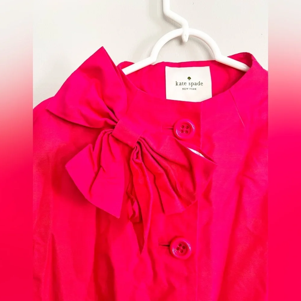 Kate Spade Dorothy Coat In Lollipop Red With Bow Jacket Size Small - Picture 3 of 7